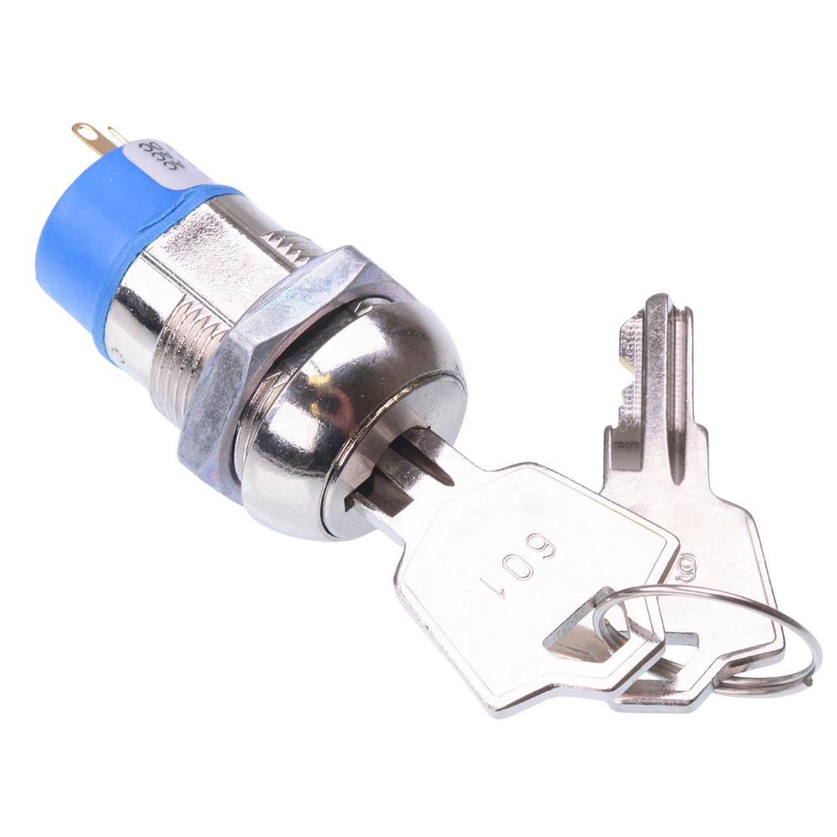 (On)-Off-(On) Momentary 3 Way 19mm Key Switch SPDT 4A APEM